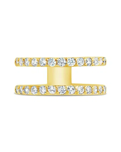 Sterling Forever Shine By  Stackable Cz Open Band & Midi Ring Set In Gold