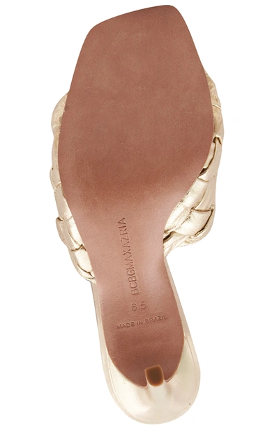 Shop Bcbgmaxazria Barba Platino Leather Stiletto Sandals In Gold