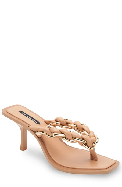 Shop Bcbgmaxazria Mistia Palomino Leather Braided Chain Sandal Heel In Beige