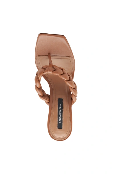 Shop Bcbgmaxazria Bella Chestnut Leather Braided Sandal Heel In Brown