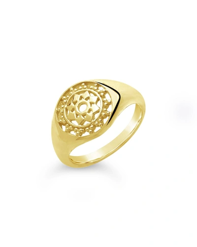 Sterling Forever Sterling Silver Pinwheel Signet Ring In Gold