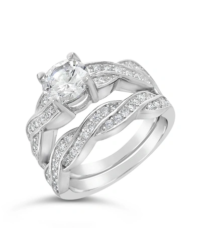Sterling Forever Sterling Silver Round Cz Ring With Twist Band