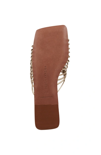 Shop Bcbgmaxazria Ryoni Platino Leather Multi-strap Flat Sandal In Gold