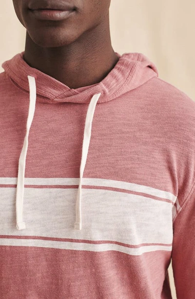 Faherty Surf Stripe Pullover Hoodie In Summer Red