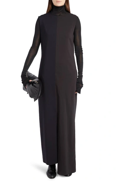 Shop The Row Annick Asymmetric Sleeveless Cotton & Silk Dress In Black/ Navy