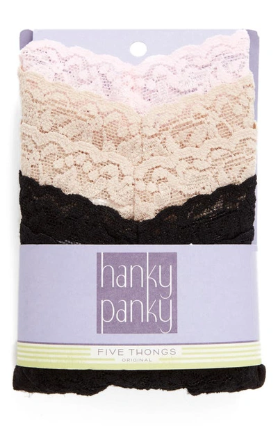 Shop Hanky Panky Original Rise Thong In Black/ Chai/ Bliss Pink