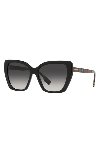 Shop Burberry 55mm Gradient Cat Eye Sunglasses In Black Grey