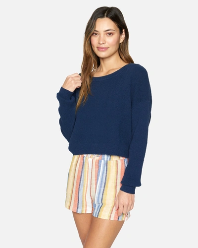 Shop Hybrid Apparel Women's Overlap Back Sweater In Mood Indigo