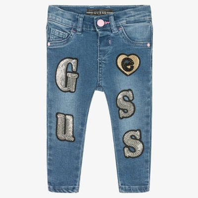 Shop Guess Baby Girls Blue Denim Jeans