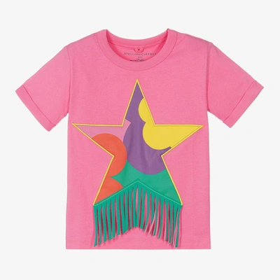 Shop Stella Mccartney Kids Girls Pink Star Fringe T-shirt