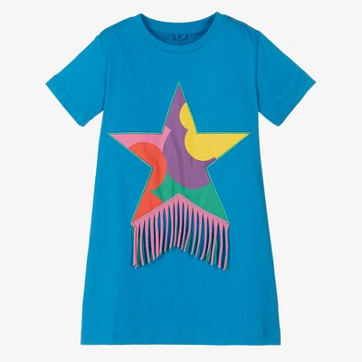 Stella Mccartney Kids Girls Blue Star Fringe T-shirt Dress