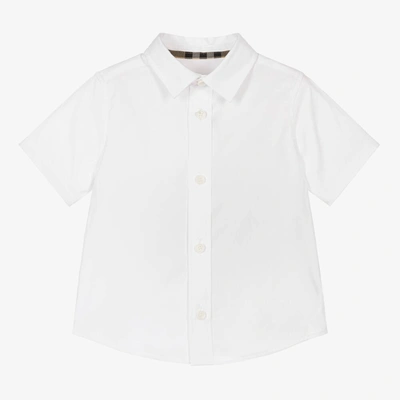 Shop Burberry Baby Boys White Cotton Shirt