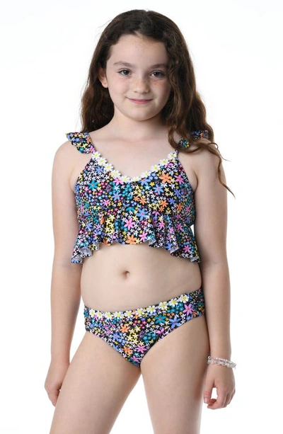 Shop Hobie Kids' Dainty Ruffle Triangle Two-piece Swimsuit In Black