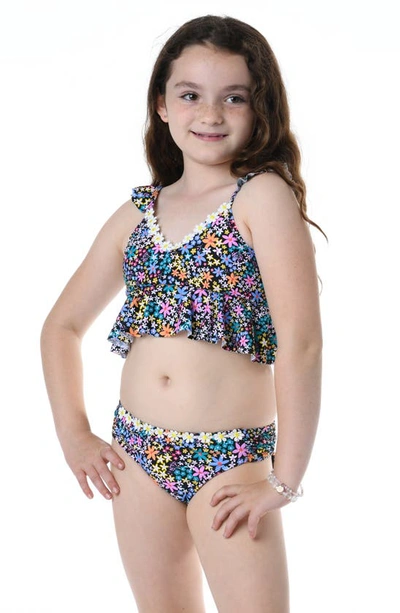 Shop Hobie Kids' Dainty Ruffle Triangle Two-piece Swimsuit In Black