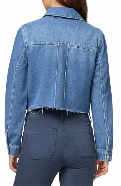 Shop Paige Rowan Box Pleat Crop Denim Jacket In Selah