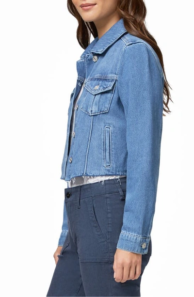 Shop Paige Rowan Box Pleat Crop Denim Jacket In Selah