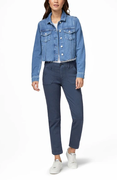 Shop Paige Rowan Box Pleat Crop Denim Jacket In Selah