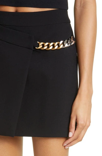 Shop Stella Mccartney Falabella Chain Faux Wrap Miniskirt In Black