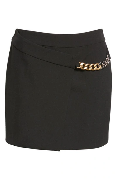 Shop Stella Mccartney Falabella Chain Faux Wrap Miniskirt In Black