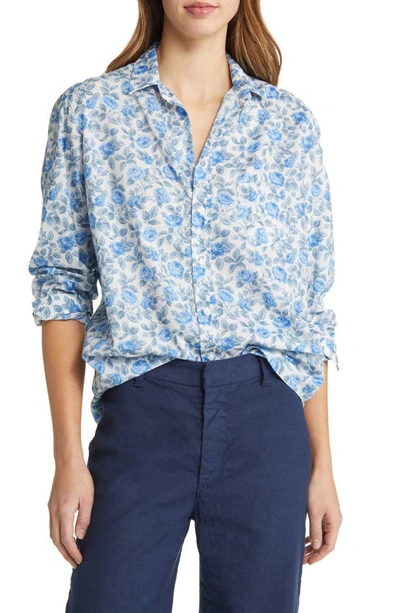 Shop Frank & Eileen Eileen Rose Print Relaxed Button-up Shirt In Large Blue Roses