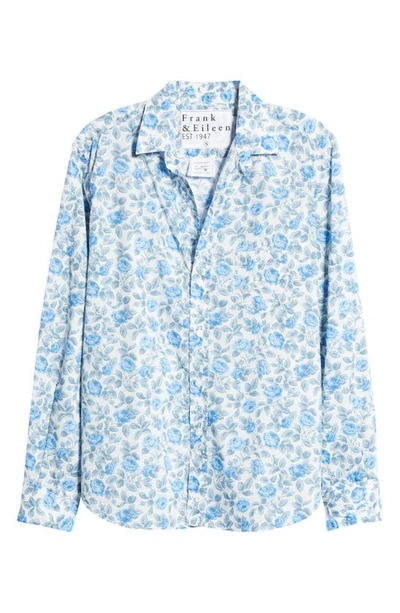 Shop Frank & Eileen Eileen Rose Print Relaxed Button-up Shirt In Large Blue Roses