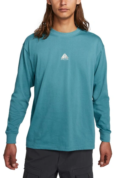 Shop Nike Dri-fit Acg Long Sleeve T-shirt In Mineral Teal/ Light Silver