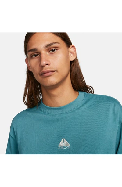 Shop Nike Dri-fit Acg Long Sleeve T-shirt In Mineral Teal/ Light Silver