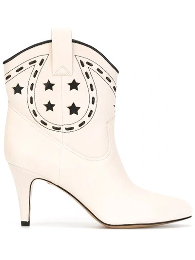 Marc Jacobs Georgia Metallic Leather Cowboy Boots In Ivory