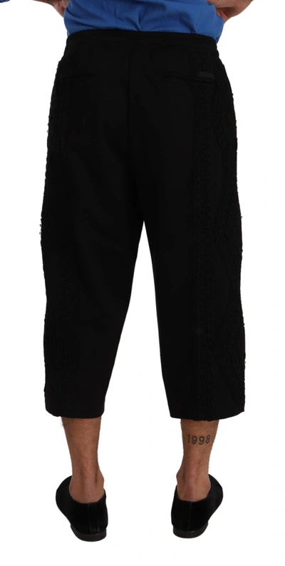 Shop Dolce & Gabbana Black Cotton Torero Cropped Short Trouser Men's Pants