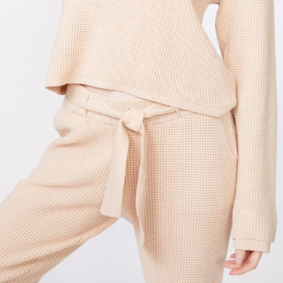 Monrow Supersoft Sweater Knit Waffle Sweats In Off White