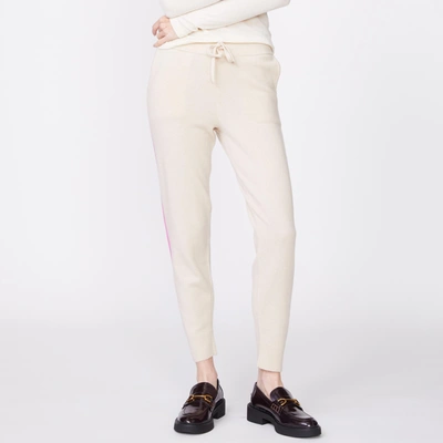 Monrow Wool Cashmere Sweater Cuffed Sweats In Off White