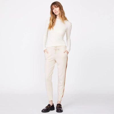 Monrow Wool Cashmere Sweater Cuffed Sweats In Off White