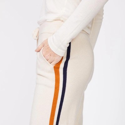 Monrow Wool Cashmere Sweater Cuffed Sweats In Off White