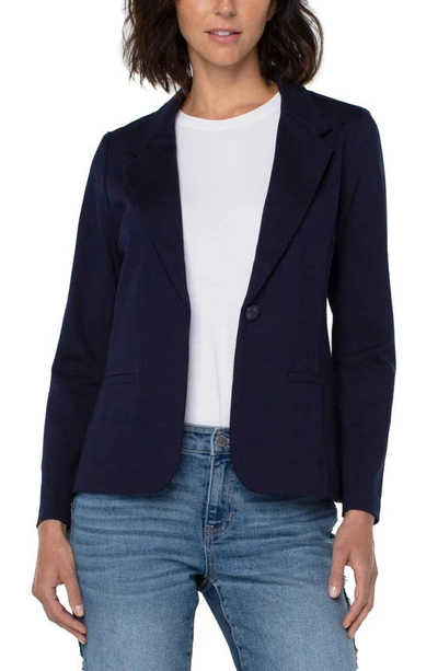 Shop Liverpool Fitted Knit Blazer In Cadet Blue