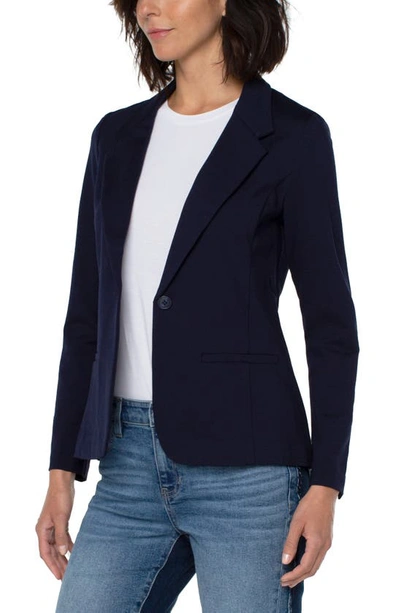 Shop Liverpool Fitted Knit Blazer In Cadet Blue