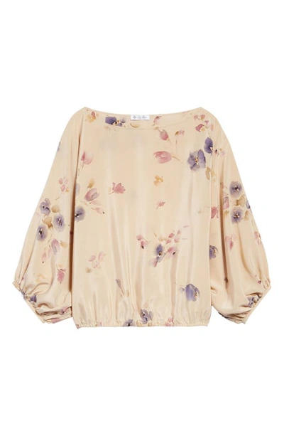 Shop Loro Piana Bluebells Off The Shoulder Silk Blouse In Cornfield/ Quinc