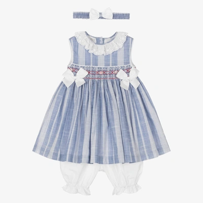 Shop Pretty Originals Girls Blue & White Striped Dress Set