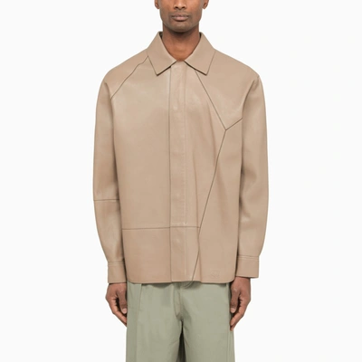 Shop Loewe | Puzzle Leather Sand-coloured Shirt In Beige