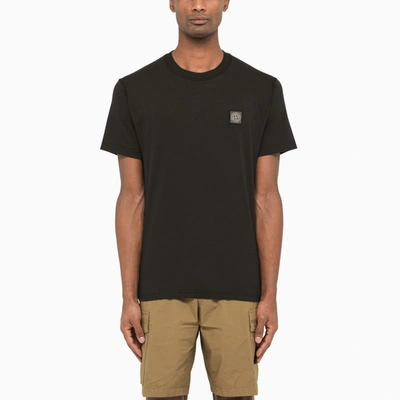 Shop Stone Island | Crew Neck Black Cotton T-shirt