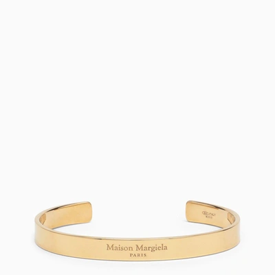 Shop Maison Margiela | Medium Gold Logo Bracelet In Metal