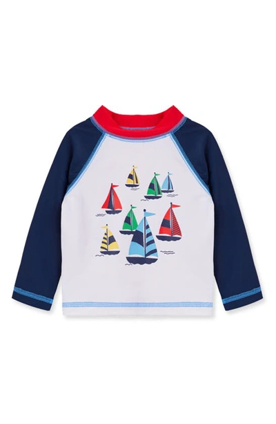 Shop Little Me Kids' Boat Long Sleeve Rashguard In White/ Blue