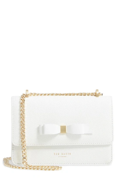 Ted Baker Jayllaa Bow Leather Crossbody Bag - White In White/gold | ModeSens