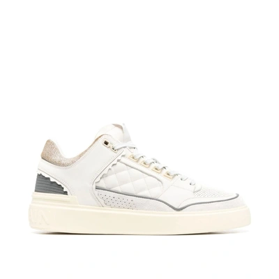 Shop Balmain Leather Sneakers In White