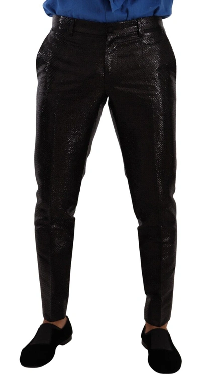 Shop Dolce & Gabbana Metallic Black Slim Fit Dress Men's Pants