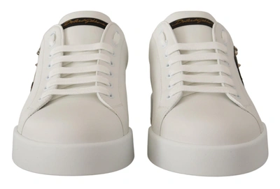 Shop Dolce & Gabbana White Leather #dgfamily Casual Sneakers Men's Shoes