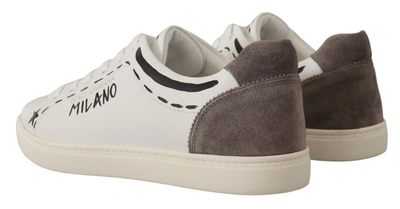 Shop Dolce & Gabbana White Leather Gray Love Casual Sneakers Men's Shoes