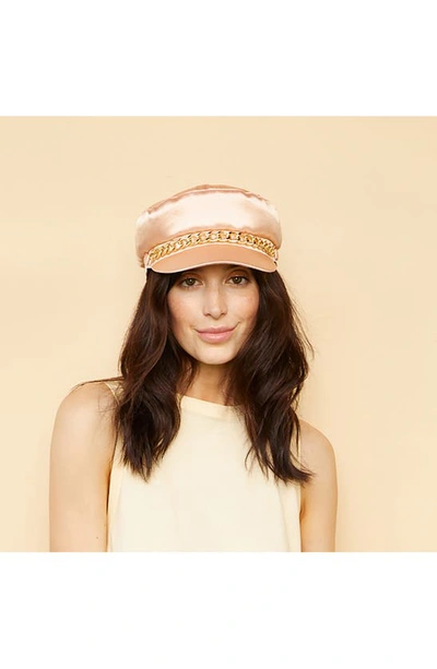 Shop Eugenia Kim Marina Satin Conductor Cap In Peach