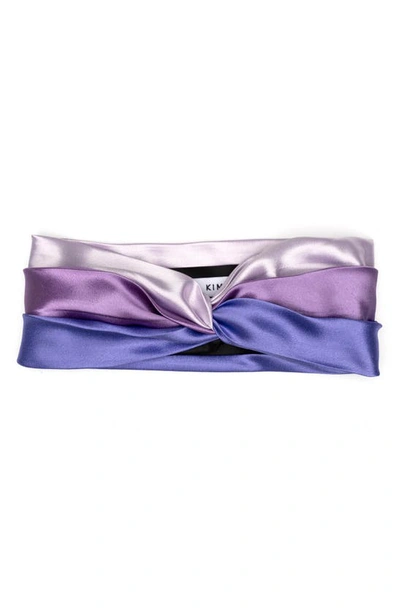 Shop Eugenia Kim Hedy Colorblock Satin Head Wrap In Lavender/ Grape/ Periwinkle