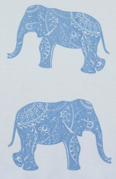 Melange Grey Twin 400 Thread Count Cotton Elephants Duvet 2-piece Set In Light Blue