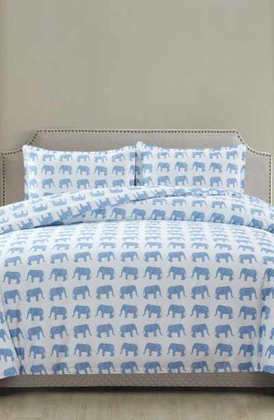 Shop Melange Home Elephants 400 Thread Count Cotton Duvet Set In Light Blue